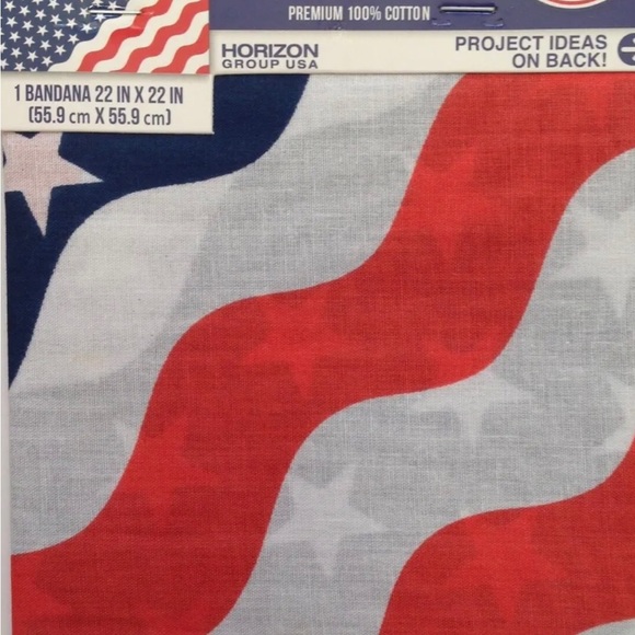 Bandana Red White Blue Stars Stripes US Flag Neckerchief Cancer Scarf New - Picture 2 of 3